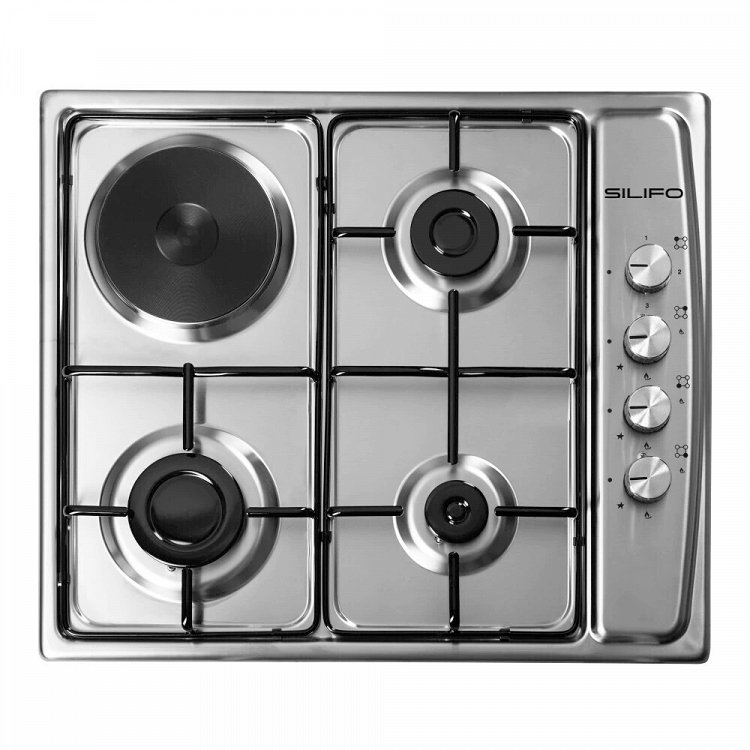 SILIFO SF6100 Εστία Μικτή 3 Υγραερίου και 1 Ηλεκτρική 60cm Inox (4 Έτη Εγγύηση)