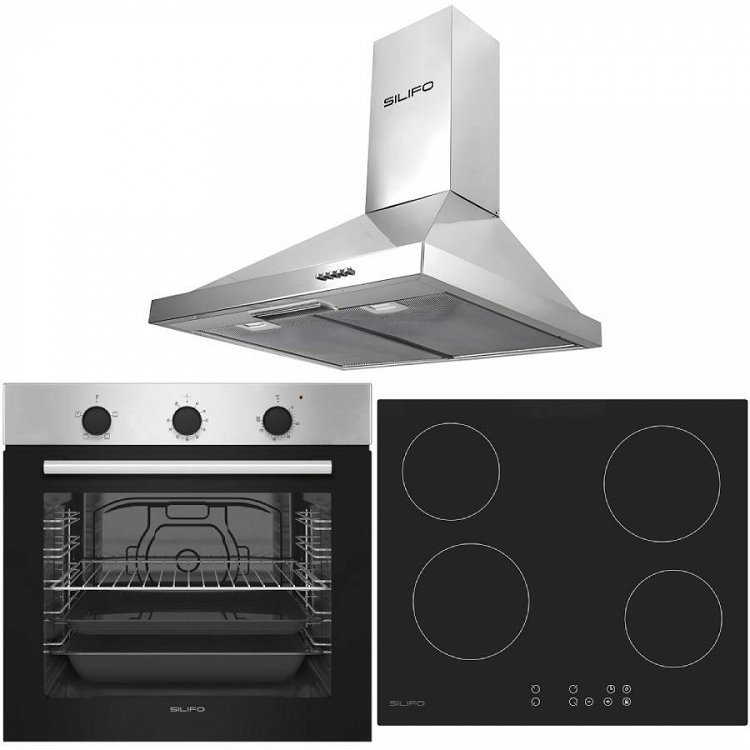 Σετ SILIFO SF6850BOI & SF6821HV4 & SF6619 Φούρνος 83lt, Κεραμική Εστία & Απορροφητήρας 92038 (4 Έτη Εγγύηση)