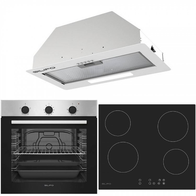 Σετ SILIFO SF6850BOI & SF6821HV4 & SF6615 Φούρνος 83lt, Κεραμική Εστία & Μηχανισμός Απορρόφησης 92039 (4 Έτη Εγγύηση)