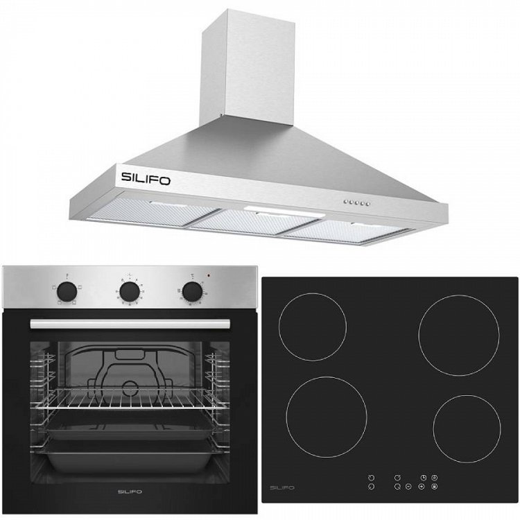 Σετ SILIFO SF6850BOI & SF6821HV4 & SF6618 Φούρνος 83lt, Κεραμική Εστία & Απορροφητήρας 90cm 92040 (4 Έτη Εγγύηση)
