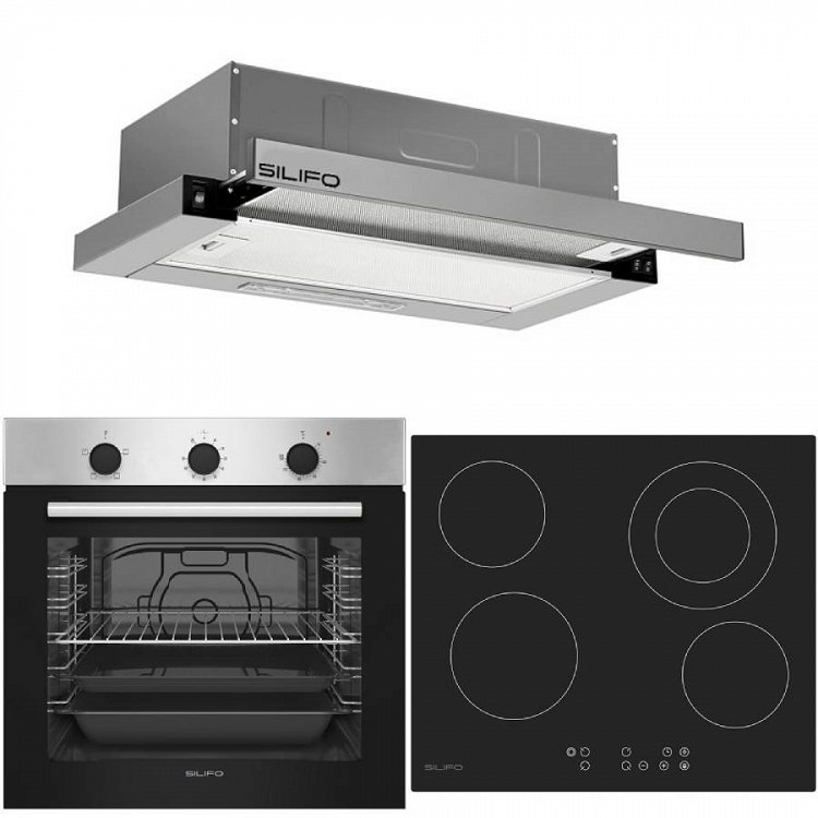 Σετ SILIFO SF6850BOI & SF6822HV5 & SF6663 Φούρνος 83lt, Κεραμική Εστία & Απορροφητήρας 92043 (4 Έτη Εγγύηση)