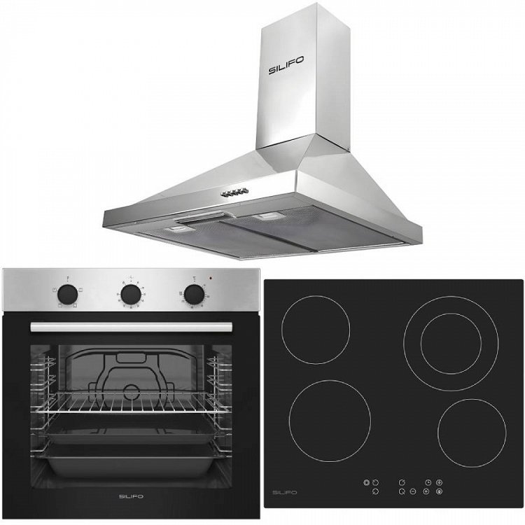 Σετ SILIFO SF6850BOI & SF6822HV5 & SF6619 Φούρνος 83lt, Κεραμική Εστία & Απορροφητήρας 92077 (4 Έτη Εγγύηση)