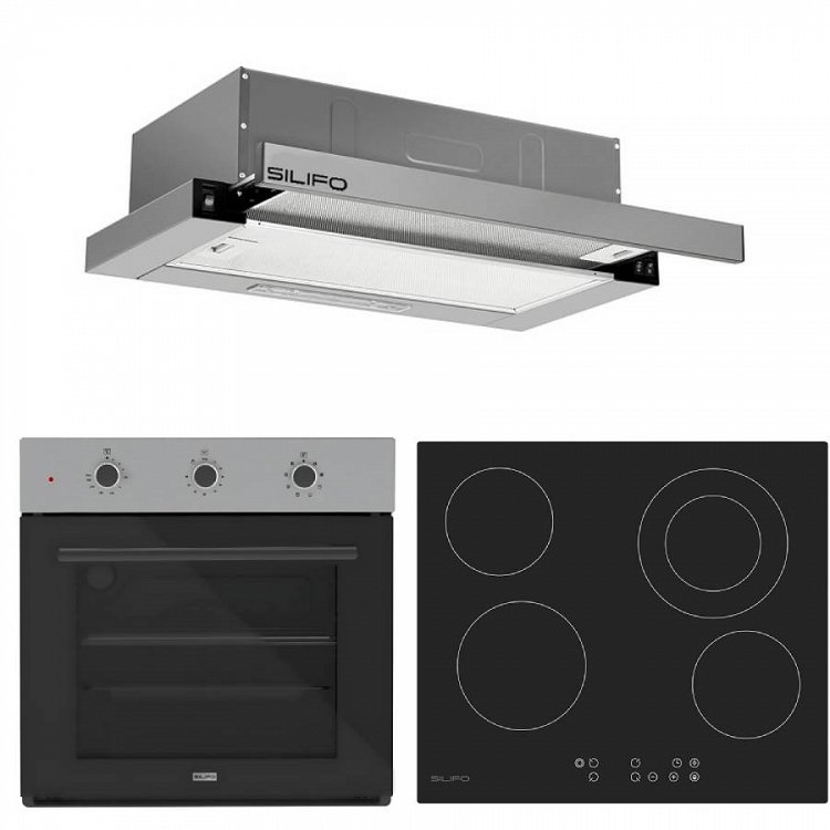 Σετ SILIFO SF6008 & SF6822HV5 & SF6663 Φούρνος, Κεραμική Εστία & Απορροφητήρας 92246