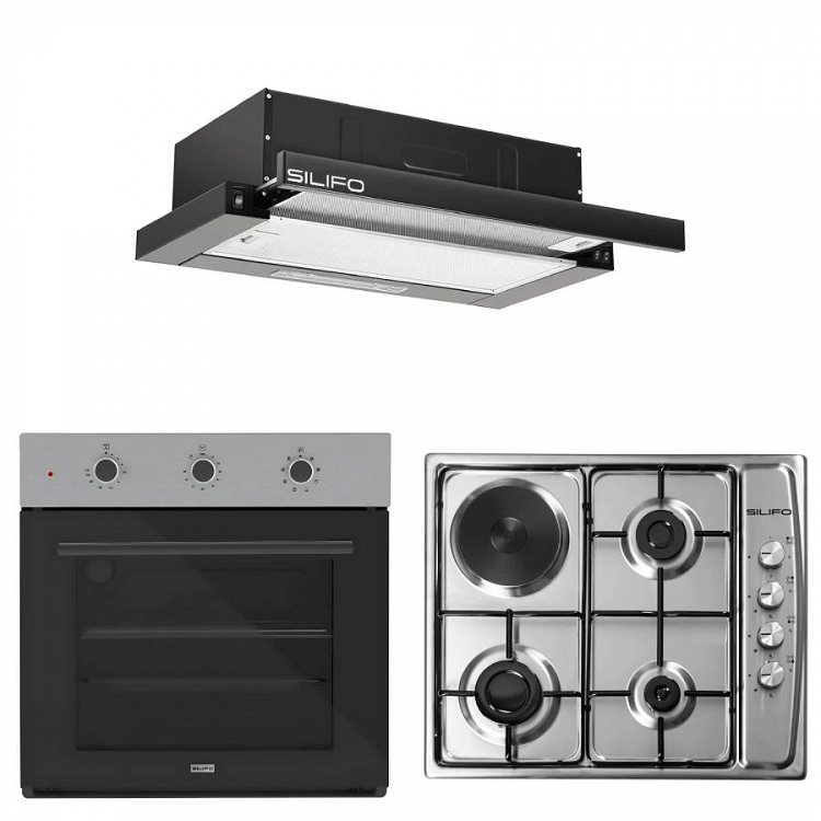 Σετ SILIFO SF6008 & SF6100 & SF6665 Φούρνος, Μικτή Εστία & Απορροφητήρας 92271