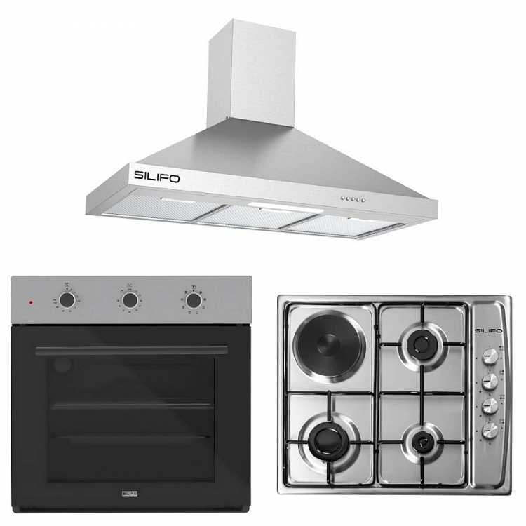 Σετ SILIFO SF6008 & SF6100 & SF6618 Φούρνος, Μικτή Εστία & Απορροφητήρας 92275