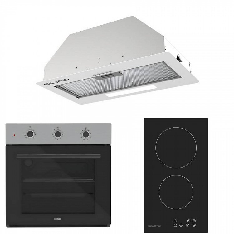 Σετ SILIFO SF6008 & SF6801HDV2 & SF6615 Φούρνος, Εστία Domino & Μηχανισμός Απορρόφησης 92278