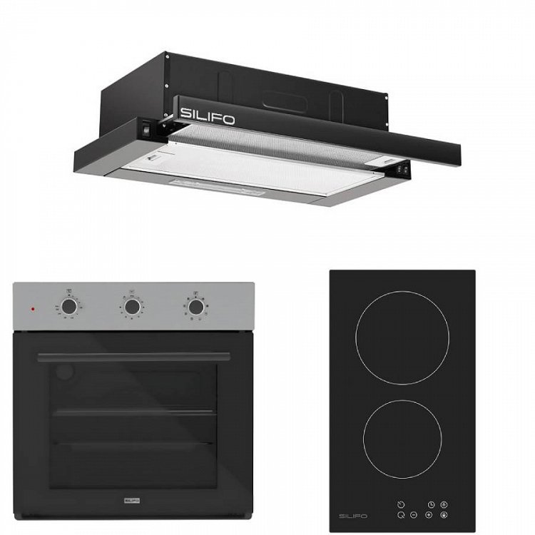 Σετ SILIFO SF6008 & SF6801HDV2 & SF6665 Φούρνος, Εστία Domino & Απορροφητήρας 92279
