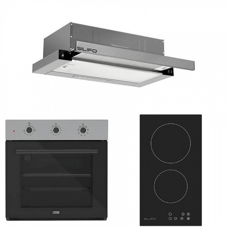 Σετ SILIFO SF6008 & SF6801HDV2 & SF6663 Φούρνος, Εστία Domino & Απορροφητήρας 92280
