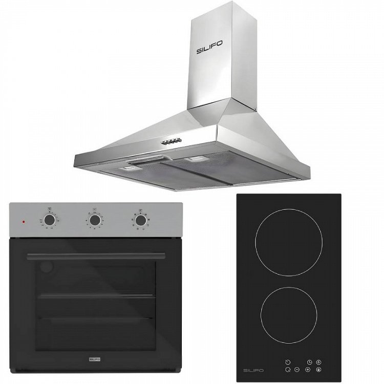 Σετ SILIFO SF6008 & SF6801HDV2 & SF6619 Φούρνος, Εστία Domino & Απορροφητήρας 92325