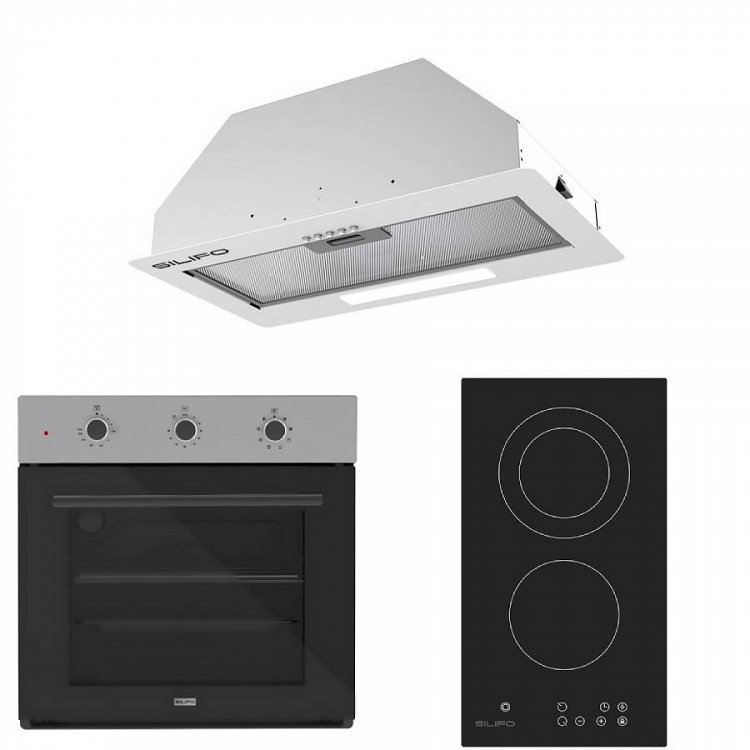 Σετ SILIFO SF6008 & SF6802HDV3 & SF6615 Φούρνος, Εστία Domino & Μηχανισμός Απορρόφησης 92328
