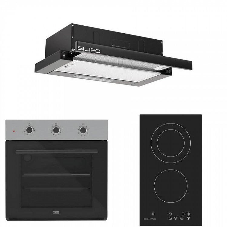 Σετ SILIFO SF6008 & SF6802HDV3 & SF6665 Φούρνος, Εστία Domino & Απορροφητήρας 92329