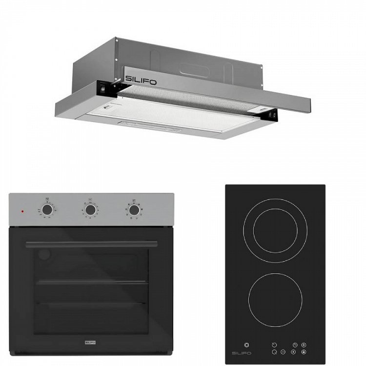 Σετ SILIFO SF6008 & SF6802HDV3 & SF6663 Φούρνος, Εστία Domino & Απορροφητήρας 92330
