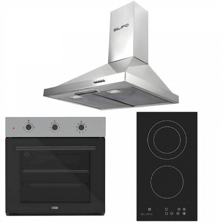 Σετ SILIFO SF6008 & SF6802HDV3 & SF6619 Φούρνος, Εστία Domino & Απορροφητήρας 92332