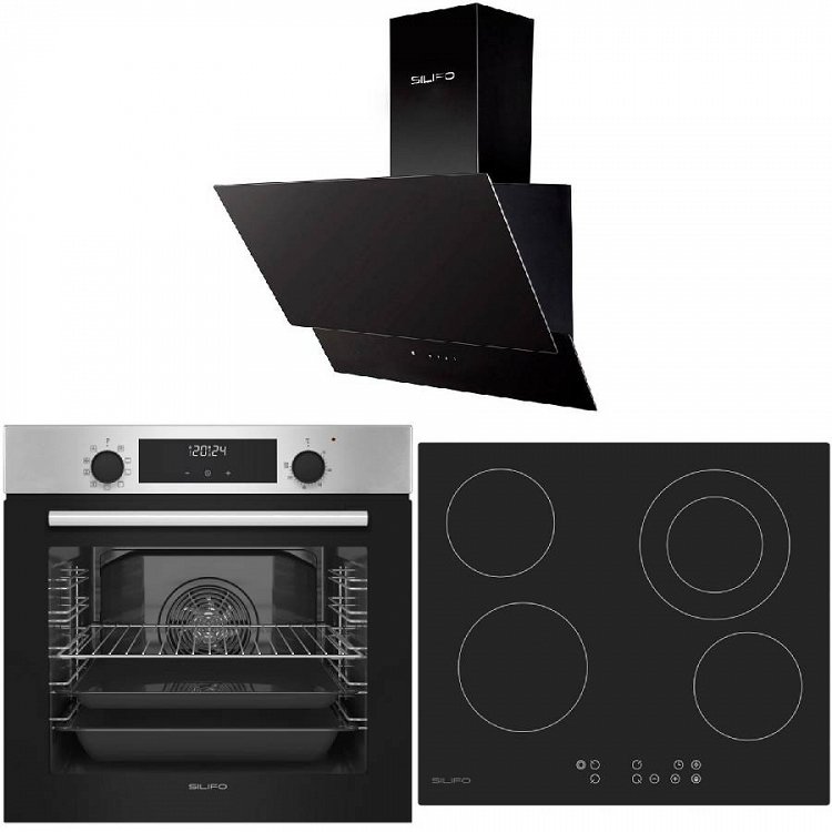 Σετ SILIFO SF6855BOI & SF6822HV5 & SF6610 Φούρνος 76lt, Κεραμική Εστία & Απορροφητήρας 92690