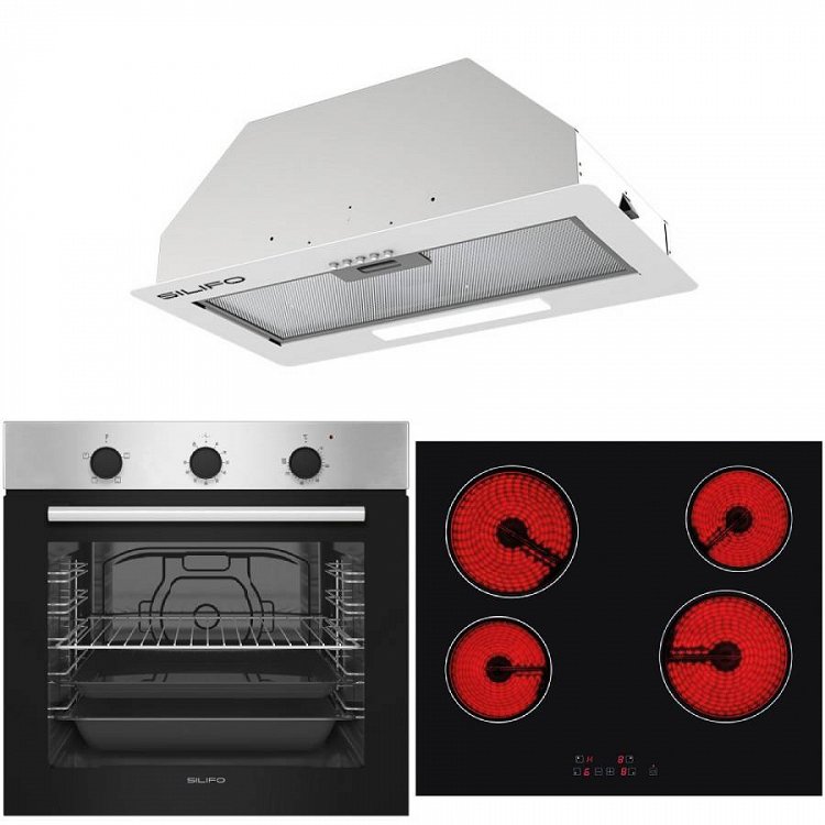 Σετ SILIFO SF6850BOI & SF6135 & SF6615 Φούρνος 83lt, Εστία & Μηχανισμός Απορρόφησης 93463