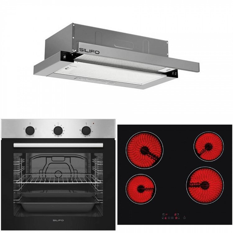 Σετ SILIFO SF6850BOI & SF6135 & SF6663 Φούρνος 83lt, Κεραμική Εστία & Απορροφητήρας 93464